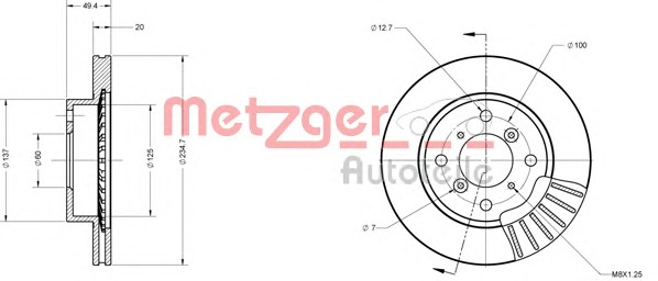 METZGER Első féktárcsa 6110332_METZ