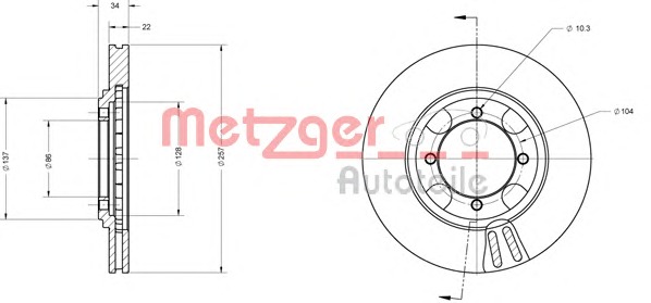 METZGER Féktárcsa, mind 6110507_METZ