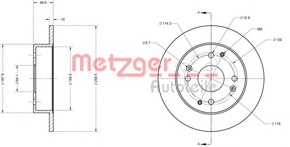 METZGER Hátsó féktárcsa 6110579_METZ