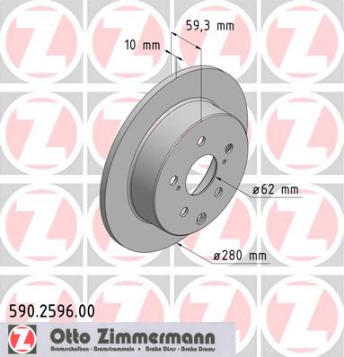 ZIMMERMANN Hátsó féktárcsa 590.2596.00_ZIM