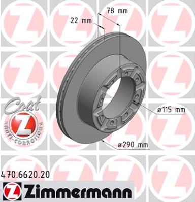 ZIMMERMANN Hátsó féktárcsa 470.6620.20_ZIM