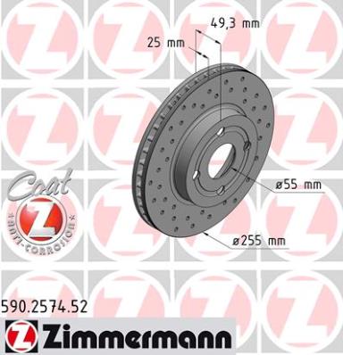 ZIMMERMANN Első féktárcsa 590.2574.52_ZIM