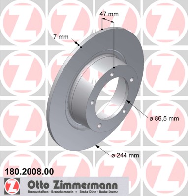 ZIMMERMANN Első féktárcsa 180.2008.00_ZIM