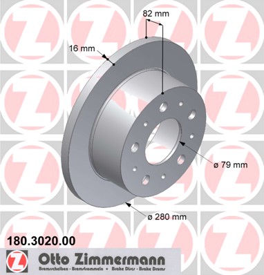 ZIMMERMANN Hátsó féktárcsa 180.3020.00_ZIM