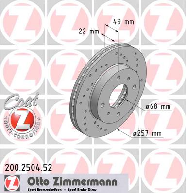 ZIMMERMANN Első féktárcsa 200.2504.52_ZIM