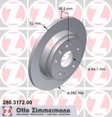 ZIMMERMANN Hátsó féktárcsa 280.3172.00_ZIM