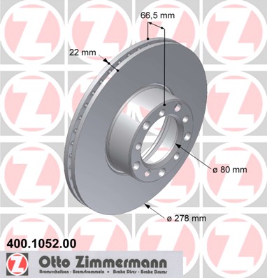 ZIMMERMANN Első féktárcsa 400.1052.00_ZIM