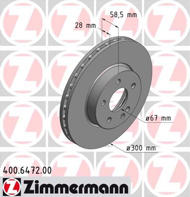 ZIMMERMANN Első féktárcsa 400.6472.00_ZIM