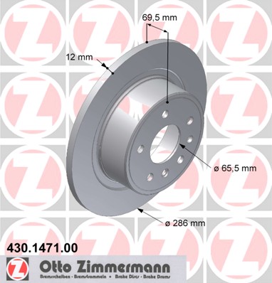 ZIMMERMANN Hátsó féktárcsa 430.1471.00_ZIM