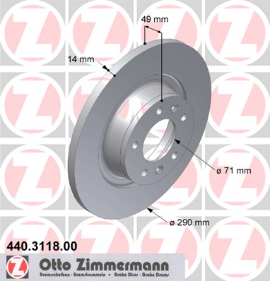 ZIMMERMANN Hátsó féktárcsa 440.3118.00_ZIM