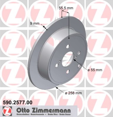 ZIMMERMANN Hátsó féktárcsa 590.2577.00_ZIM