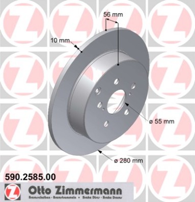 ZIMMERMANN Hátsó féktárcsa 590.2585.00_ZIM