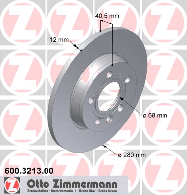 ZIMMERMANN Hátsó féktárcsa 600.3213.00_ZIM