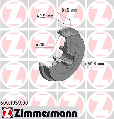 ZIMMERMANN Fékdob 600.1959.00_ZIM