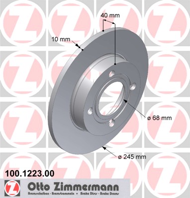 ZIMMERMANN Hátsó féktárcsa 100.1223.00_ZIM