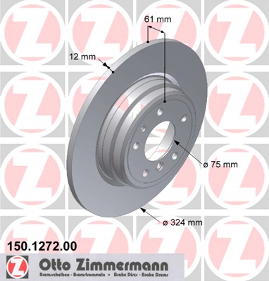 ZIMMERMANN Hátsó féktárcsa 150.1272.00_ZIM