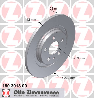 ZIMMERMANN Hátsó féktárcsa 180.3018.00_ZIM