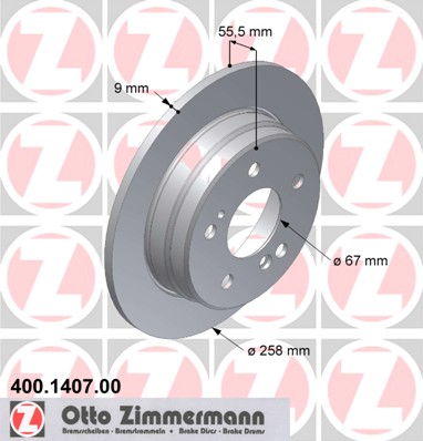 ZIMMERMANN Hátsó féktárcsa 400.1407.00_ZIM