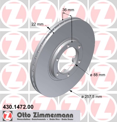 ZIMMERMANN Első féktárcsa 430.1472.00_ZIM