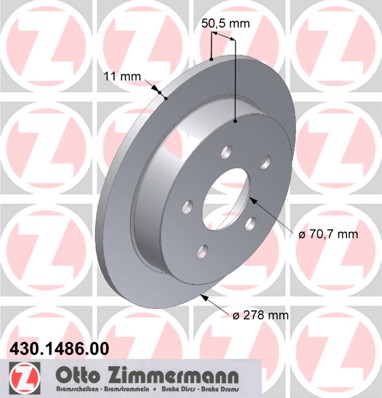 ZIMMERMANN Hátsó féktárcsa 430.1486.00_ZIM