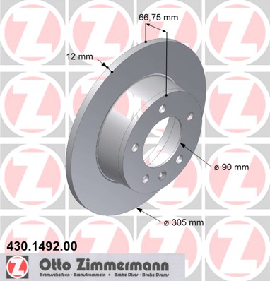 ZIMMERMANN Hátsó féktárcsa 430.1492.00_ZIM