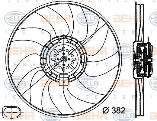 BEHR Ventilátor, vízhűtő 8EW351044-351