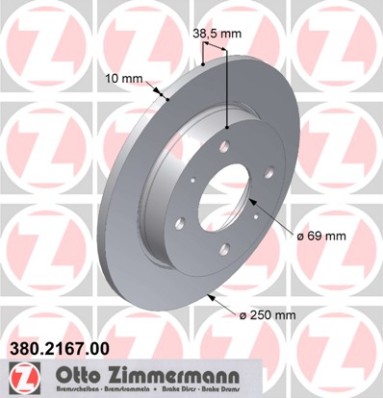 ZIMMERMANN Hátsó féktárcsa 380.2167.00_ZIM