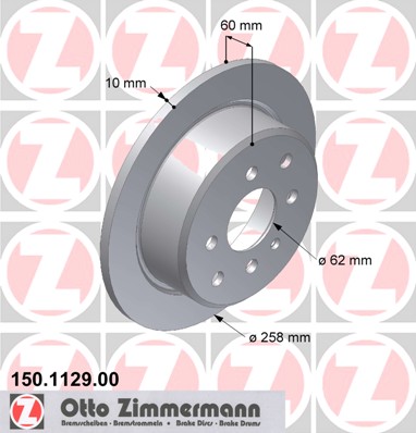 ZIMMERMANN Hátsó féktárcsa 150.1129.00_ZIM