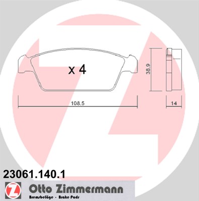 ZIMMERMANN Első fékbetét 23061.140.1_ZIM