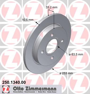 ZIMMERMANN Hátsó féktárcsa 250.1340.00_ZIM