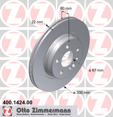 ZIMMERMANN Hátsó féktárcsa 400.1424.00_ZIM