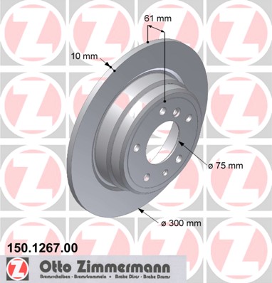 ZIMMERMANN Hátsó féktárcsa 150.1267.00_ZIM