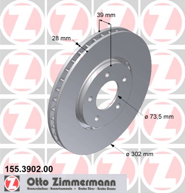 ZIMMERMANN Első féktárcsa 155.3902.00_ZIM