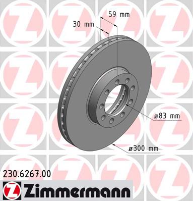 ZIMMERMANN Első féktárcsa 230.6267.00_ZIM