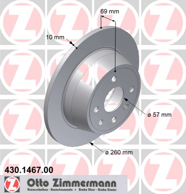 ZIMMERMANN Hátsó féktárcsa 430.1467.00_ZIM