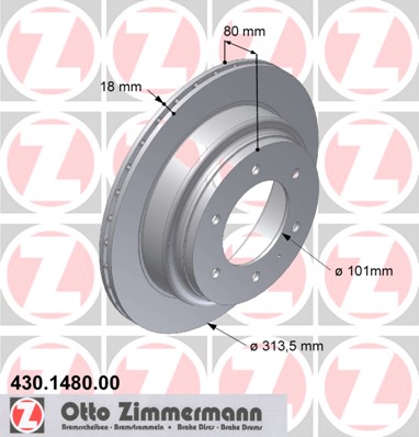 ZIMMERMANN Hátsó féktárcsa 430.1480.00_ZIM