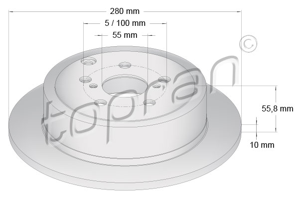 TOPRAN Hátsó féktárcsa 600596_TOP