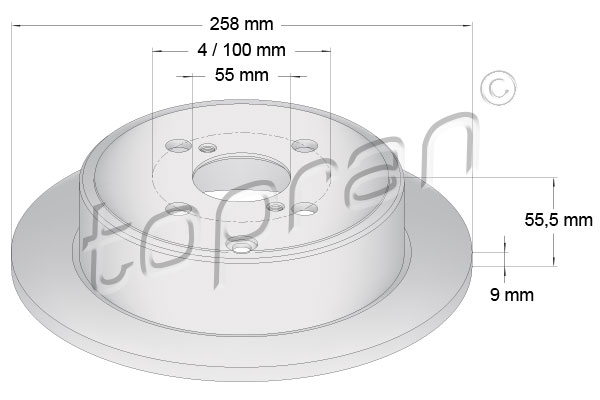 TOPRAN Hátsó féktárcsa 600604_TOP