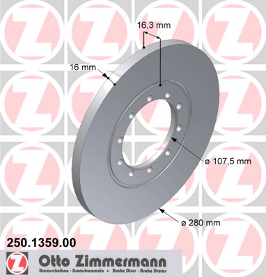 ZIMMERMANN Hátsó féktárcsa 250.1359.00_ZIM