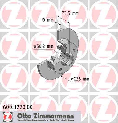 ZIMMERMANN Hátsó féktárcsa 600.3220.00_ZIM