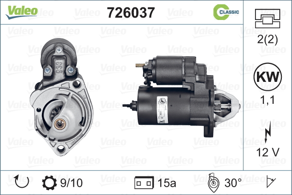 VALEO CLASSIC Önindító, felújított 726037_VALEO