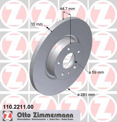 ZIMMERMANN Első féktárcsa 110.2211.00_ZIM