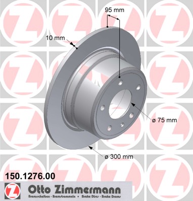 ZIMMERMANN Hátsó féktárcsa 150.1276.00_ZIM