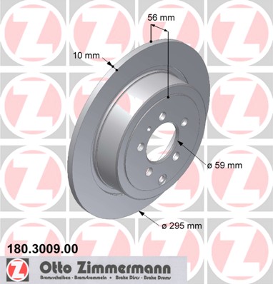 ZIMMERMANN Hátsó féktárcsa 180.3009.00_ZIM