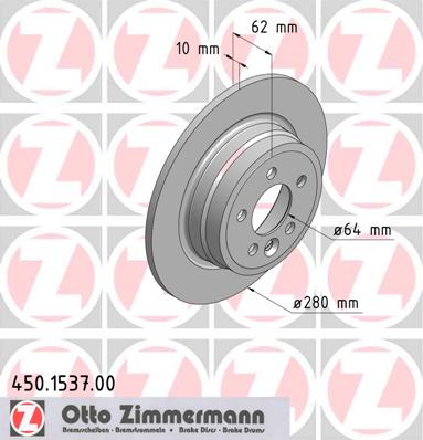 ZIMMERMANN Hátsó féktárcsa 450.1537.00_ZIM