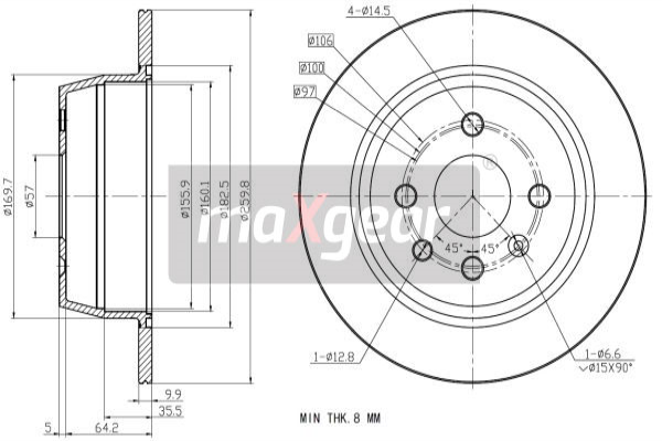 MAXGEAR Hátsó féktárcsa 19-0984_MAXG