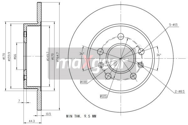 MAXGEAR Hátsó féktárcsa 19-1184_MAXG