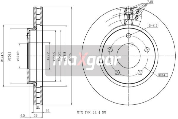 MAXGEAR Első féktárcsa 19-1289MAX_MAXG