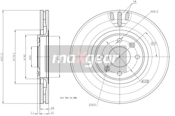 MAXGEAR Első féktárcsa 19-1875MAX_MAXG