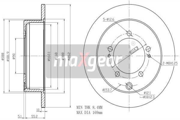 MAXGEAR Hátsó féktárcsa 19-1948MAX_MAXG